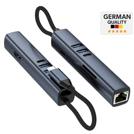 Woyax 7 in 1 Type-C USB Hub Çoklayıcı Dönüştürücü Converter 4K 30Hz HDMI 100W PD USB 3.0 USB 2.0 USB-C SD/TF Kart Okuyucu 100 Mbps Ethernet MacBook Laptop Tablet