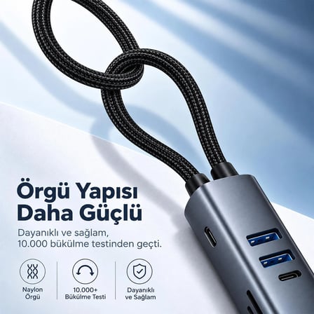 Woyax 7 in 1 Type-C USB Hub Çoklayıcı Dönüştürücü Converter 4K 30Hz HDMI 100W PD USB 3.0 USB 2.0 USB-C SD/TF Kart Okuyucu 100 Mbps Ethernet MacBook Laptop Tablet