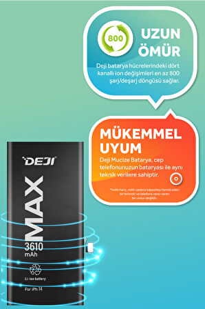Deji iPhone 14 Uyumlu Mucize Batarya 3610mAh