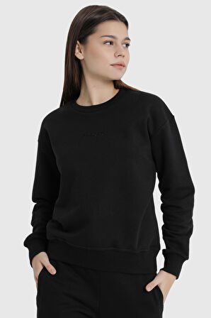 Kadın Yünlü Basic Sweatshirt - 18050