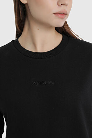 Kadın Yünlü Basic Sweatshirt - 18050