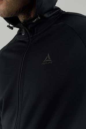 Airlife Power 22 CR Line Tam Boy Fermuarlı Erkek Kapüşonlu Sweatshirt Siyah
