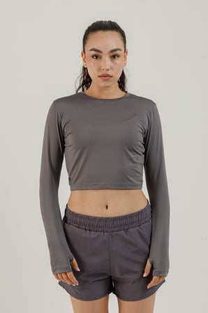 Airlife Sportswear Uzun Kollu Kadın Sporcu Tişörtü Smoked