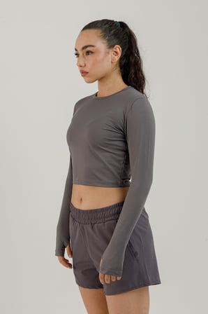 Airlife Sportswear Uzun Kollu Kadın Sporcu Tişörtü Smoked