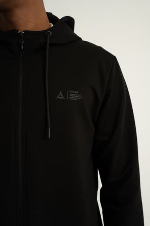 Airlife Sports Club SZ 3 Erkek Kapüşonlu Tam Boy Fermuarlı Sweatshirt Siyah