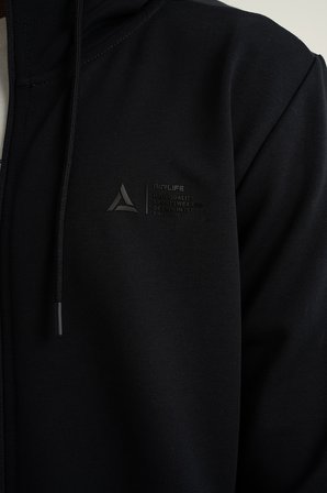Airlife Sports Club SZ 3 Erkek Kapüşonlu Tam Boy Fermuarlı Sweatshirt Lacivert
