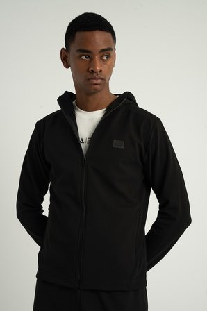 Airlife Foursquare Erkek Kapüşonlu Tam Boy Fermuarlı Sweatshirt Siyah