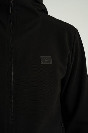 Airlife Foursquare Erkek Kapüşonlu Tam Boy Fermuarlı Sweatshirt Siyah