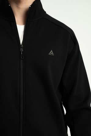 Airlife Supply MS One Erkek Tam Boy Fermuarlı Hafif Yünlü Dik Yakalı Ceket Siyah
