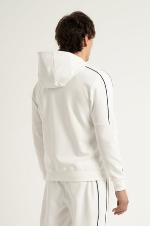 Airlife Stripe Agp 4 Tam Boy Fermuarlı Erkek Şerit Detaylı Kapüşonlu Üst Beyaz