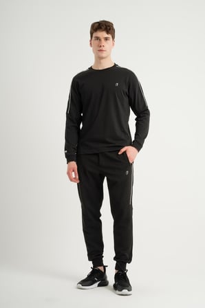 Airlife Stripe Agp 4 Uzun Kollu Ve Şerit Detaylı Erkek Üstü Siyah