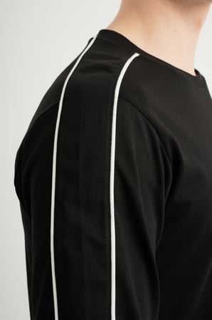 Airlife Stripe Agp 4 Uzun Kollu Ve Şerit Detaylı Erkek Üstü Siyah