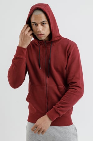 Airlife Sportswear Erkek Kapüşonlu ve Tam Boy Fermuarlı Sweatshirt Bordo