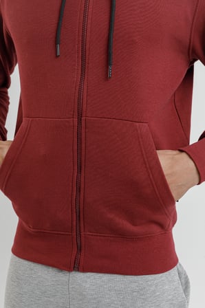 Airlife Sportswear Erkek Kapüşonlu ve Tam Boy Fermuarlı Sweatshirt Bordo