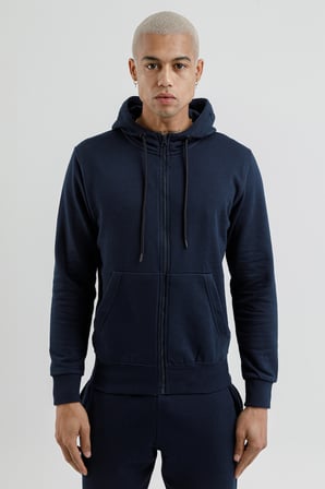 Airlife Sportswear Erkek Kapüşonlu ve Tam Boy Fermuarlı Sweatshirt Lacivert