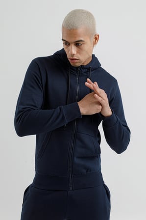 Airlife Sportswear Erkek Kapüşonlu ve Tam Boy Fermuarlı Sweatshirt Lacivert