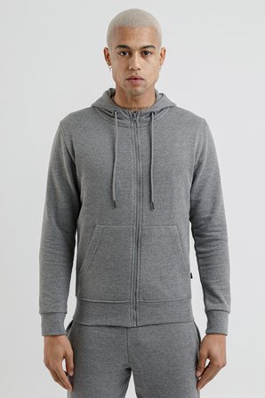 Airlife Sportswear Erkek Kapüşonlu ve Tam Boy Fermuarlı Sweatshirt Titanyum