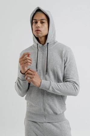 Airlife Sportswear Erkek Kapüşonlu ve Tam Boy Fermuarlı Sweatshirt Gri