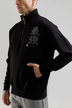 Airlife Sportswear Erkek Dik Yakalı ve Yarım Fermuarlı Sweatshirt Siyah
