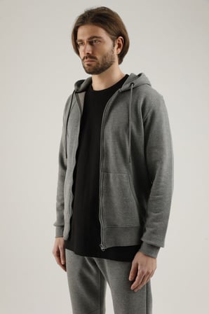 Airlife Sportswear Erkek Kapüşonlu Fermuarlı Sweatshirt Titanyum
