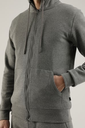 Airlife Sportswear Erkek Kapüşonlu Fermuarlı Sweatshirt Titanyum