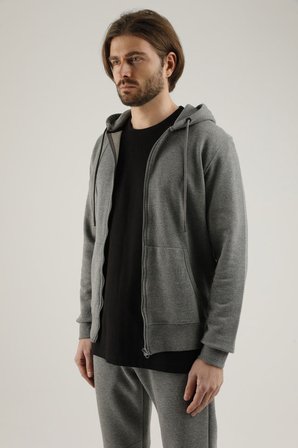 Airlife Sportswear Erkek Kapüşonlu Fermuarlı Sweatshirt Titanyum