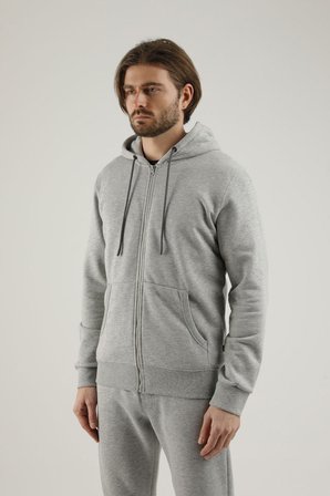 Airlife Sportswear Erkek Kapüşonlu Fermuarlı Sweatshirt Gri