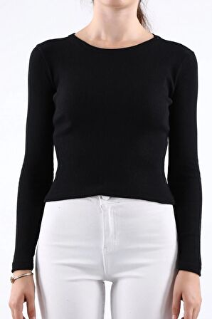 Kadın Bisiklet Yaka Uzun Kol Body