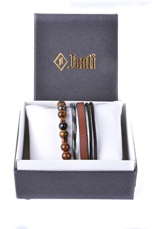 JTKB20067 DOĞAL TAŞ ve DERİ KOMBİN BİLEKLİK