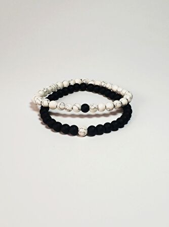 JTKB22011 Janti 2'li Kombin Bileklik Orijinal Onyx ve Havlit Doğaltaş Garantili Kutulu