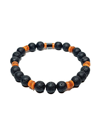 JTSS25DOB1512 LAV SEDEF HEMATİT SİYAH JANTİ DOĞALTAŞ BİLEKLİK