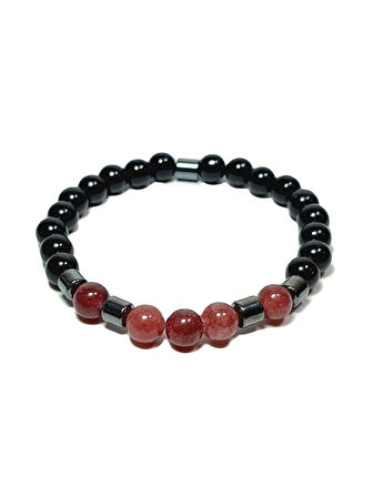 JTSS25DOB1528 ONYX CEYT HEMATİT SİYAH JANTİ DOĞALTAŞ BİLEKLİK