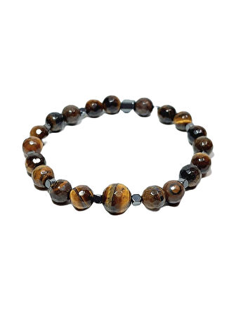 JTSS25DOB1532 KAPLANGÖZÜ HEMATİT KAHVERENGİ JANTİ DOĞALTAŞ BİLEKLİK