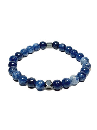 JTSS25DOB1548 AKİK HEMATİT LACİVERT JANTİ DOĞALTAŞ BİLEKLİK