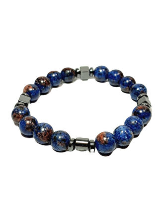 JTSS25DOB1554 CEYT 10 mm HEMATİT LACİVERT JANTİ DOĞALTAŞ BİLEKLİK