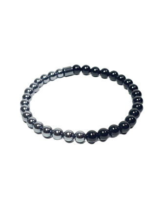 JTAW25BLK1577 TERAHERTZ  ONYX ve HEMATİT DOĞALTAŞ TASARIM ESNEK MODEL SİYAH GRİ RENK GARANTİLİ HEDİYE KUTULU JANTİ DOĞALTAŞ BİLEKLİK