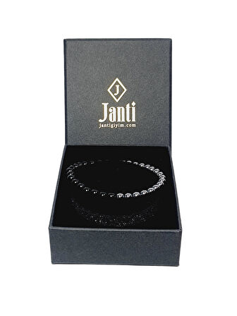 JTAW25BLK1577 TERAHERTZ  ONYX ve HEMATİT DOĞALTAŞ TASARIM ESNEK MODEL SİYAH GRİ RENK GARANTİLİ HEDİYE KUTULU JANTİ DOĞALTAŞ BİLEKLİK