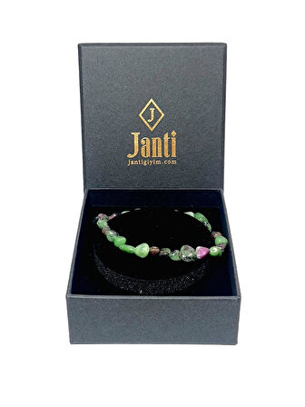 JTAW25BLK1584 ZOİSİT-ANYOLİT ve HEMATİT DOĞALTAŞ ESNEK TASARIM YEŞİL GARANTİLİ HEDİYE KUTULU JANTİ DOĞALTAŞ BİLEKLİK