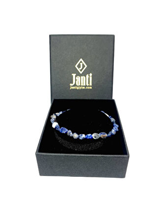 JTAW25BLK1585 SODALİT ve HEMATİT DOĞALTAŞ ESNEK TASARIM MAVİ GARANTİLİ HEDİYE KUTULU JANTİ DOĞALTAŞ BİLEKLİK