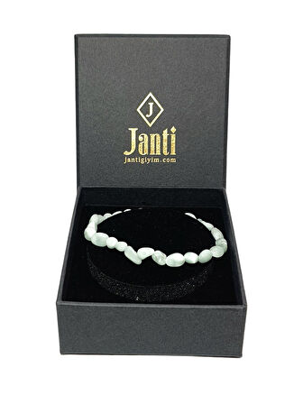 JTAW25BLK1589 AQUAMARIN ve HEMATİT DOĞALTAŞ ESNEK TASARIM AÇIK MAVİ GARANTİLİ HEDİYE KUTULU JANTİ DOĞALTAŞ BİLEKLİK