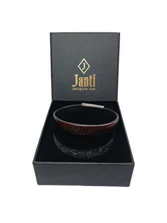 JTAW25BLK1630 HAKİKİ DANA DERİSİ MIKNATIS KAPAMA BORDO GARANTİLİ HEDİYE KUTULU JANTİ BİLEKLİK