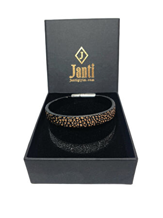 JTAW25BLK1632 HAKİKİ VATOZ BALIĞI DERİSİ MIKNATIS KAPAMA A.KAHVE GARANTİLİ HEDİYE KUTULU JANTİ BİLEKLİK