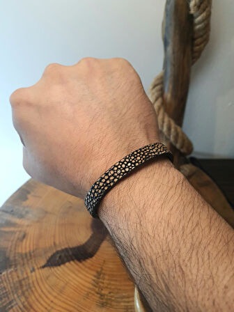 JTAW25BLK1632 HAKİKİ VATOZ BALIĞI DERİSİ MIKNATIS KAPAMA A.KAHVE GARANTİLİ HEDİYE KUTULU JANTİ BİLEKLİK