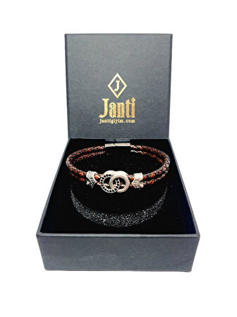 JTAW25BLK1637 HAKİKİ DERİ MIKNATIS KAPAMA ALAŞIMLI METAL GARANTİLİ HEDİYE KUTULU JANTİ BİLEKLİK