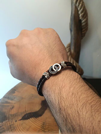 JTAW25BLK1637 HAKİKİ DERİ MIKNATIS KAPAMA ALAŞIMLI METAL GARANTİLİ HEDİYE KUTULU JANTİ BİLEKLİK