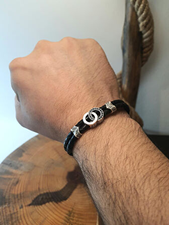 JTAW25BLK1638 HAKİKİ DERİ MIKNATIS KAPAMA ALAŞIMLI METAL GARANTİLİ HEDİYE KUTULU JANTİ BİLEKLİK