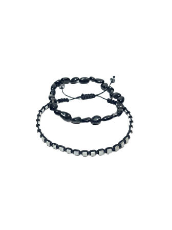 JTAW25BLK1641 ONYX DOĞALTAŞ ESNEK ve HEMATİT DOĞALTAŞ İPLİ SİYAH GRİ GARANTİLİ HEDİYE KUTULU JANTİ BİLEKLİK