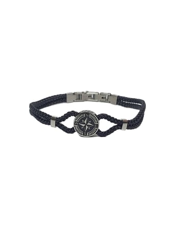 JTSS26BLK1878 PASLANMAZ ÇELİK KİLİT SİYAH MİLAN İP EL YAPIMI PUSULA APARATLI UNISEX BİLEKLİK GARANTİLİ KUTULU JANTİ BİLEKLİK
