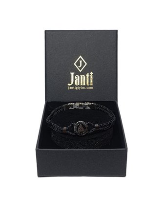 JTSS26BLK1879 PASLANMAZ ÇELİK KİLİT SİYAH MİLAN İP EL YAPIMI ÇELİK YELKENLİ APARATLI UNISEX BİLEKLİK GARANTİLİ KUTULU JANTİ BİLEKLİK
