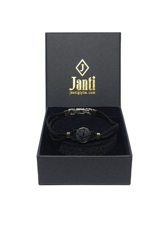 JTSS26BLK1880 PASLANMAZ ÇELİK KİLİT SİYAH MİLAN İP EL YAPIMI ÇELİK GEMİ ÇAPASI APARATLI UNISEX BİLEKLİK GARANTİLİ KUTULU JANTİ BİLEKLİK